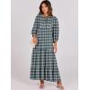 imageANRABESS Womens Boho Maxi Dresses 2025 Summer V Neck Puff Sleeve Floral Flowy Swing Casual Long DressDark Green