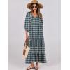 imageANRABESS Womens Boho Maxi Dresses 2025 Summer V Neck Puff Sleeve Floral Flowy Swing Casual Long DressDark Green