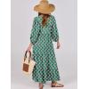 imageANRABESS Womens Boho Maxi Dresses 2025 Summer V Neck Puff Sleeve Floral Flowy Swing Casual Long DressGreen