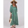 imageANRABESS Womens Boho Maxi Dresses 2025 Summer V Neck Puff Sleeve Floral Flowy Swing Casual Long DressGreen