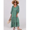 imageANRABESS Womens Boho Maxi Dresses 2025 Summer V Neck Puff Sleeve Floral Flowy Swing Casual Long DressGreen