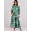 imageANRABESS Womens Boho Maxi Dresses 2025 Summer V Neck Puff Sleeve Floral Flowy Swing Casual Long DressGreen