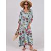 imageANRABESS Womens Boho Maxi Dresses 2025 Summer V Neck Puff Sleeve Floral Flowy Swing Casual Long DressGreen Floral