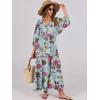 imageANRABESS Womens Boho Maxi Dresses 2025 Summer V Neck Puff Sleeve Floral Flowy Swing Casual Long DressGreen Floral