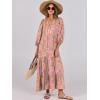 imageANRABESS Womens Boho Maxi Dresses 2025 Summer V Neck Puff Sleeve Floral Flowy Swing Casual Long DressGreygreen Pink Floral