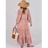 imageANRABESS Womens Boho Maxi Dresses 2025 Summer V Neck Puff Sleeve Floral Flowy Swing Casual Long DressGreygreen Pink Floral