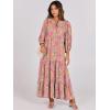 imageANRABESS Womens Boho Maxi Dresses 2025 Summer V Neck Puff Sleeve Floral Flowy Swing Casual Long DressGreygreen Pink Floral