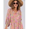 imageANRABESS Womens Boho Maxi Dresses 2025 Summer V Neck Puff Sleeve Floral Flowy Swing Casual Long DressGreygreen Pink Floral
