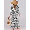 imageANRABESS Womens Boho Maxi Dresses 2025 Summer V Neck Puff Sleeve Floral Flowy Swing Casual Long DressLeopard Print