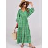 imageANRABESS Womens Boho Maxi Dresses 2025 Summer V Neck Puff Sleeve Floral Flowy Swing Casual Long DressLight Green