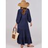 imageANRABESS Womens Boho Maxi Dresses 2025 Summer V Neck Puff Sleeve Floral Flowy Swing Casual Long DressNavy Blue
