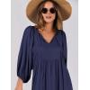 imageANRABESS Womens Boho Maxi Dresses 2025 Summer V Neck Puff Sleeve Floral Flowy Swing Casual Long DressNavy Blue
