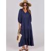imageANRABESS Womens Boho Maxi Dresses 2025 Summer V Neck Puff Sleeve Floral Flowy Swing Casual Long DressNavy Blue