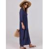 imageANRABESS Womens Boho Maxi Dresses 2025 Summer V Neck Puff Sleeve Floral Flowy Swing Casual Long DressNavy Blue