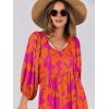 imageANRABESS Womens Boho Maxi Dresses 2025 Summer V Neck Puff Sleeve Floral Flowy Swing Casual Long DressOrange Rose Floral