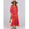 imageANRABESS Womens Boho Maxi Dresses 2025 Summer V Neck Puff Sleeve Floral Flowy Swing Casual Long DressOrange Rose Floral