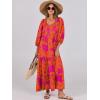 imageANRABESS Womens Boho Maxi Dresses 2025 Summer V Neck Puff Sleeve Floral Flowy Swing Casual Long DressOrange Rose Floral