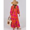 imageANRABESS Womens Boho Maxi Dresses 2025 Summer V Neck Puff Sleeve Floral Flowy Swing Casual Long DressOrange Rose Floral