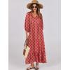 imageANRABESS Womens Boho Maxi Dresses 2025 Summer V Neck Puff Sleeve Floral Flowy Swing Casual Long DressPink