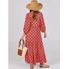 imageANRABESS Womens Boho Maxi Dresses 2025 Summer V Neck Puff Sleeve Floral Flowy Swing Casual Long DressPink