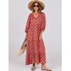 imageANRABESS Womens Boho Maxi Dresses 2025 Summer V Neck Puff Sleeve Floral Flowy Swing Casual Long DressPink
