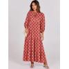 imageANRABESS Womens Boho Maxi Dresses 2025 Summer V Neck Puff Sleeve Floral Flowy Swing Casual Long DressPink