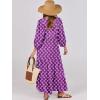 imageANRABESS Womens Boho Maxi Dresses 2025 Summer V Neck Puff Sleeve Floral Flowy Swing Casual Long DressPurple