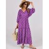 imageANRABESS Womens Boho Maxi Dresses 2025 Summer V Neck Puff Sleeve Floral Flowy Swing Casual Long DressPurple