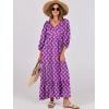 imageANRABESS Womens Boho Maxi Dresses 2025 Summer V Neck Puff Sleeve Floral Flowy Swing Casual Long DressPurple
