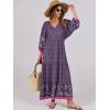 imageANRABESS Womens Boho Maxi Dresses 2025 Summer V Neck Puff Sleeve Floral Flowy Swing Casual Long DressPurple Floral