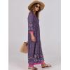 imageANRABESS Womens Boho Maxi Dresses 2025 Summer V Neck Puff Sleeve Floral Flowy Swing Casual Long DressPurple Floral