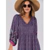 imageANRABESS Womens Boho Maxi Dresses 2025 Summer V Neck Puff Sleeve Floral Flowy Swing Casual Long DressPurple Floral