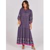 imageANRABESS Womens Boho Maxi Dresses 2025 Summer V Neck Puff Sleeve Floral Flowy Swing Casual Long DressPurple Floral