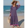 imageANRABESS Womens Boho Maxi Dresses 2025 Summer V Neck Puff Sleeve Floral Flowy Swing Casual Long DressPurple Floral