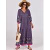 imageANRABESS Womens Boho Maxi Dresses 2025 Summer V Neck Puff Sleeve Floral Flowy Swing Casual Long DressPurple Floral
