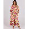 imageANRABESS Womens Boho Maxi Dresses 2025 Summer V Neck Puff Sleeve Floral Flowy Swing Casual Long DressPurple Orange Floral