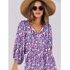 imageANRABESS Womens Boho Maxi Dresses 2025 Summer V Neck Puff Sleeve Floral Flowy Swing Casual Long DressPurple Pink Floral