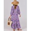 imageANRABESS Womens Boho Maxi Dresses 2025 Summer V Neck Puff Sleeve Floral Flowy Swing Casual Long DressPurple Pink Floral