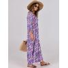 imageANRABESS Womens Boho Maxi Dresses 2025 Summer V Neck Puff Sleeve Floral Flowy Swing Casual Long DressPurple Pink Floral