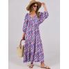 imageANRABESS Womens Boho Maxi Dresses 2025 Summer V Neck Puff Sleeve Floral Flowy Swing Casual Long DressPurple Pink Floral
