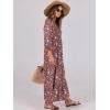 imageANRABESS Womens Boho Maxi Dresses 2025 Summer V Neck Puff Sleeve Floral Flowy Swing Casual Long DressRed