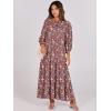 imageANRABESS Womens Boho Maxi Dresses 2025 Summer V Neck Puff Sleeve Floral Flowy Swing Casual Long DressRed