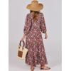 imageANRABESS Womens Boho Maxi Dresses 2025 Summer V Neck Puff Sleeve Floral Flowy Swing Casual Long DressRed