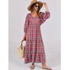 imageANRABESS Womens Boho Maxi Dresses 2025 Summer V Neck Puff Sleeve Floral Flowy Swing Casual Long DressRed Blue