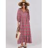 imageANRABESS Womens Boho Maxi Dresses 2025 Summer V Neck Puff Sleeve Floral Flowy Swing Casual Long DressRed Blue