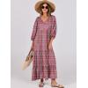 imageANRABESS Womens Boho Maxi Dresses 2025 Summer V Neck Puff Sleeve Floral Flowy Swing Casual Long DressRed Blue