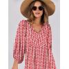 imageANRABESS Womens Boho Maxi Dresses 2025 Summer V Neck Puff Sleeve Floral Flowy Swing Casual Long DressRed Floral