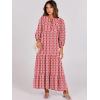 imageANRABESS Womens Boho Maxi Dresses 2025 Summer V Neck Puff Sleeve Floral Flowy Swing Casual Long DressRed Floral
