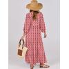 imageANRABESS Womens Boho Maxi Dresses 2025 Summer V Neck Puff Sleeve Floral Flowy Swing Casual Long DressRed Floral