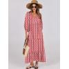 imageANRABESS Womens Boho Maxi Dresses 2025 Summer V Neck Puff Sleeve Floral Flowy Swing Casual Long DressRed Floral